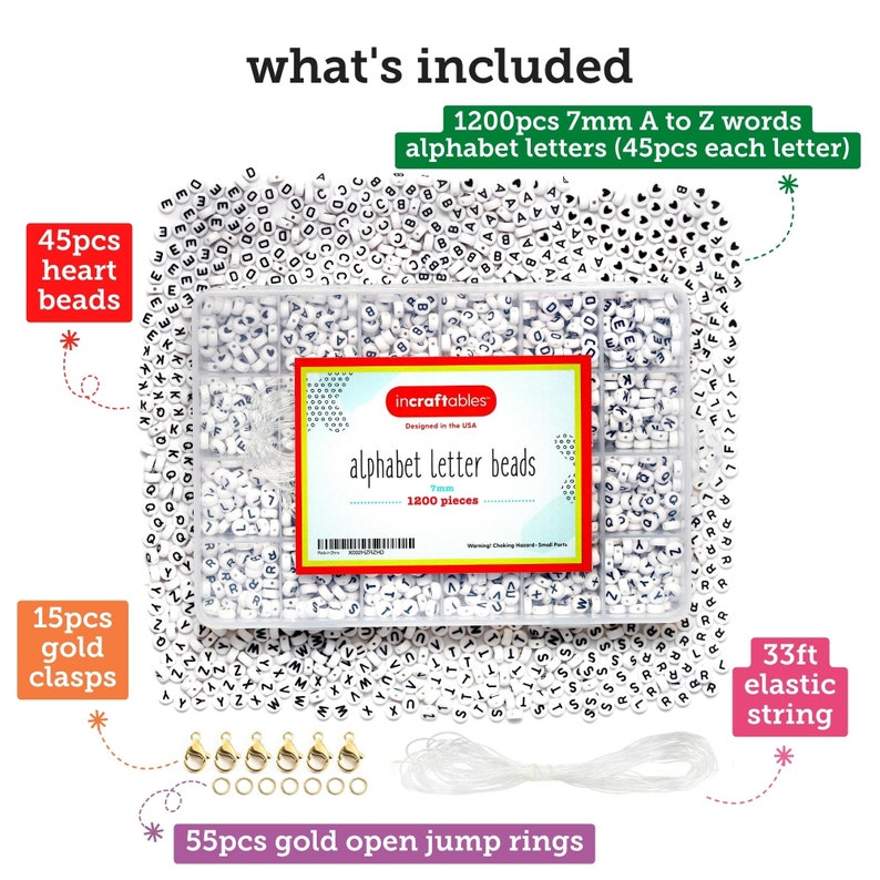 Incraftables 1200pcs Round Letter Beads for Jewelry Making 7mm. A-Z ...