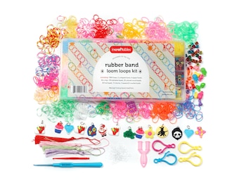 Incraftables Rubber Band Bracelet Making Kit. Rainbow Rubberband Set with Y-Loom Zipper Hook S-Clips Beads, Charms, Tassels & Crochet Hooks.