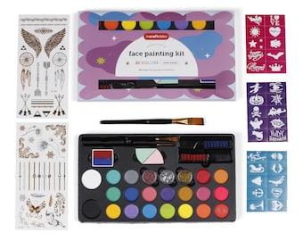 Incraftables Face Painting Kit for Kids & Adults. Face Painting Kit for Kids Party w/ Colors, Stencils, Brushes, Glitters and More