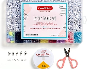 Incraftables 3 Colors Letter Beads for Jewelry Making (7mm, 1080pcs) A-Z Black Silver Rose Gold Alphabet for DIY Friendship Bracelets Crafts