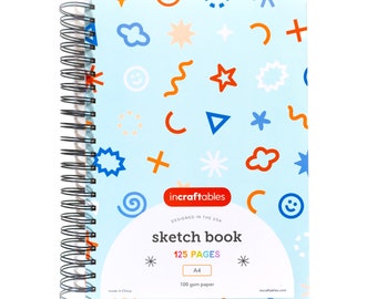 Incraftables Art Sketchbook (125 Pages) Spiral Bound. Hardcover Perforated Paper Pad (8.5” x 11” Big)Art Sketch Book for Artists & Beginners