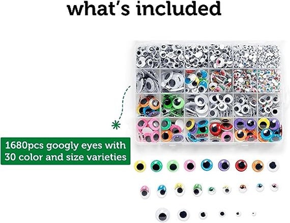 Incraftables Googly Eyes 1680 Pcs Set. Best Colorful Sticky Wiggle