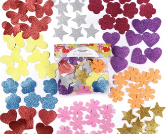 Incraftables Glitter Foam Stickers for Kids Self Adhesive 100pcs. Assorted Shapes Foam Stickers