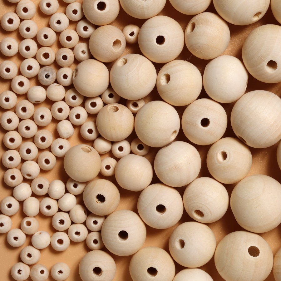 Incraftables Natural Wooden Beads for Crafts 530pcs 8mm, 10mm, 15mm, 20mm &  25mm. Best Wood Beads for Crafts With Holes. 