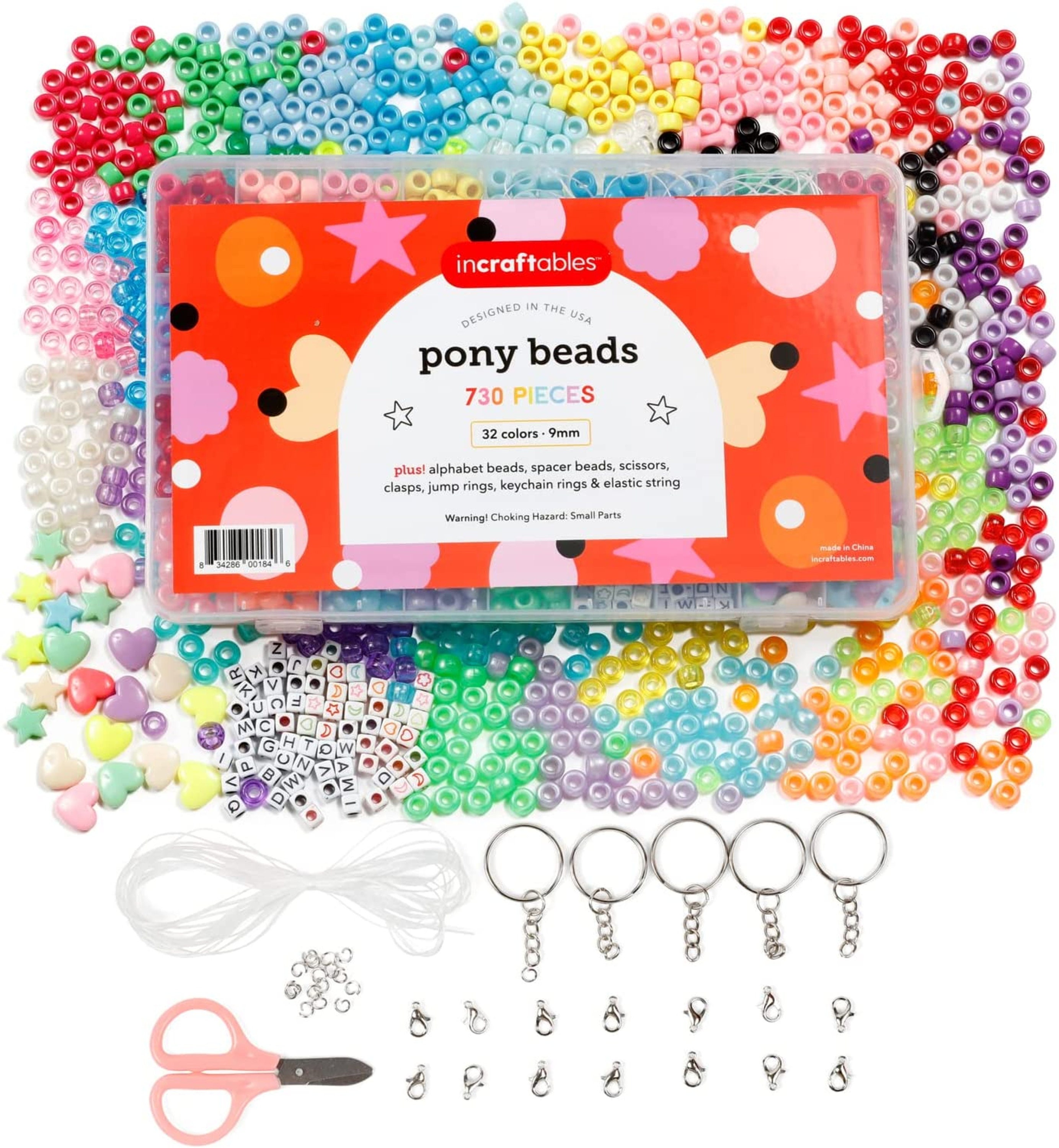 1100pcs Pony Beads,Friendship Bracelet Beads Kit,Beads for Jewelry  Making,Hair Beads,Beads for Bracelets Making,Beads for Crafts Pony Beads  Bulk Kandi