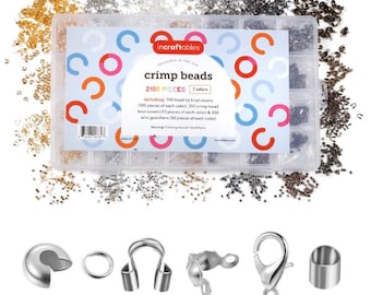 Incraftables Crimp Beads and Covers for Jewelry Making (2100 pcs). Assorted Crimp Beads for Jewelry Making (7 colors).