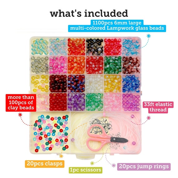 Nenjindz Perles En Cristal Pour La Fabrication De Bijoux, Perles Colorées De 8 Mm, Perles En Verre Craquelé Pour Bracelets, Boucles D'oreilles, Kit De