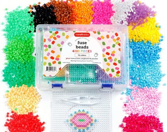 Incraftables Fuse Beads Kit 4000pcs (16 Colors). Best Melting Beads for Kids Crafts. Mini Melty Fuse Beads for DIY Arts & Gifts