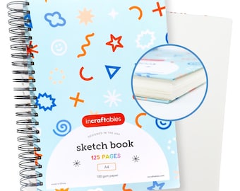 Incraftables Art Sketchbook (125 Pages) Spiral Bound. Hardcover Perforated Paper Pad (8.5” x 11” Big)Art Sketch Book for Artists & Beginners
