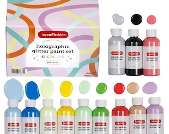 Incraftables Holographic Paint Set (12 Iridescent Colors). Metallic Acrylic Paint for Artists. Non Toxic Chameleon Paint