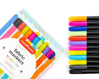 Incraftables Fabric Markers Permanent for Clothes No Bleed (12 Colors). Best Fabric Pens for Kids & Adults.