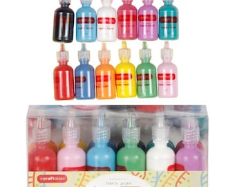 Incraftables Fabric Paint for Clothes Permanent (12 Colors Set - 1 oz Each). Tshirt Paint for Fabric. Best 3D Non Toxic Fabric Paint
