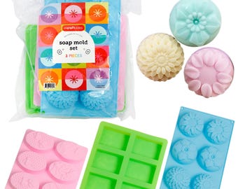 Incraftables Silicone Soap Molds for Soap Making. Assorted Large Soap Molds (3 Sets). Best Soap Molds Silicone Shapes Round Rectangle  Oval