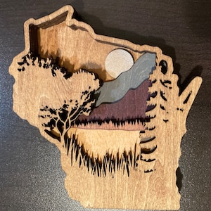 Wooden layered Wisconsin Shelf Sitter (please note size)