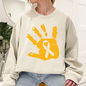 Childhood Cancer Sweatshirt, Pediatric Cancer Nurse Hoodie, Gold Cancer Ribbon Long Sleeve Shirt, Child Cancer Sweater, Mom Of A Warrior