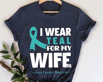T-shirt de soutien contre le cancer de l'ovaire, t-shirts graphiques ruban sarcelle contre le cancer, cadeaux pour femme, chemises de guerrier du cancer de l'ovaire, t-shirt du mois de sensibilisation