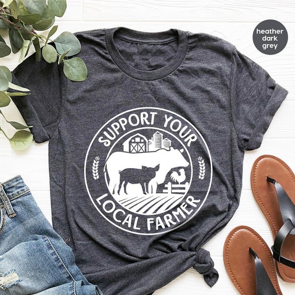Farmer Gifts, Farm Animals Shirt, Support Your Local Farmers Tshirt, Country Graphic Tees, Farm Outfit, Women VNeck T-Shirt, Gift for Her