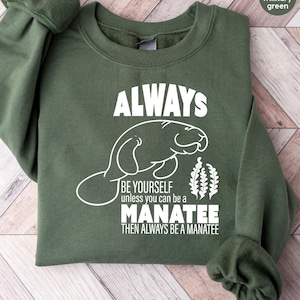 Manatee Sweatshirt, Manatee Awareness Month Hoodie, Seaworld Long Sleeve Tees, Ocean Animal Gift, Sea World Gift, Manatee Support Sweatshirt