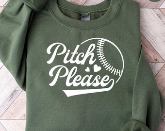 Cute Baseball Sweatshirt, Pitch And Please Baseball Hoodie, Baseball Fan Long Sleeve, Baseball Sweatshirt, Baseball Lover, Softball Shirt