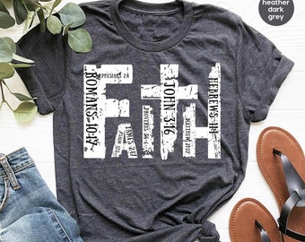 Chemise chrétienne, t-shirt verset de la Bible, tenue religieuse, t-shirt foi rétro, t-shirts graphiques croix chrétienne, t-shirts adultes non sexistes