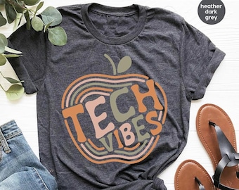 Retro Technology Teacher Shirt, Tech Technology Gifts, Apple Graphic Tees, Teacher Appreciation Gifts, Back To School, Computer Teacher Gift