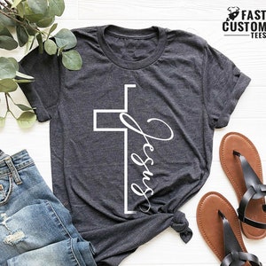 Jesus T-shirt, Christian Shirt, Vertical Cross Shirt, Christian Gift, Jesus Cross T-shirt, Religious Shirt, Inspirational Christian Shirt