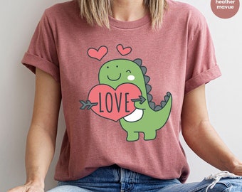 Valentines Day Shirts, Valentines Gifts, Kids Valentines TShirt, Valentines for Kids, Dinosaur Graphic Tees, Gifts for Kids, Love Shirt