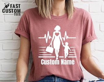 Custom Mama Shirt, Mothers Day Tee, Gift For Mom, Happy Mothers Day, Mom Life Tee, Customized Mom Tee, Heartbeat Mom Tee, Childs Mothers Day