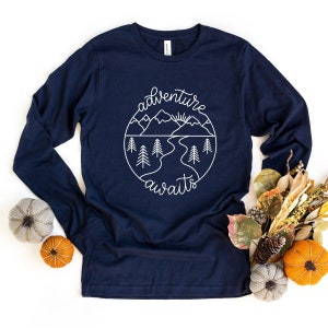 Adventure Long Sleeve Shirt, Mountain Long Sleeve Shirt, Camping Long-Sleeve Shirts, Nature Lover Shirt