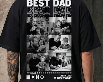 Personalized Best Dad Photo Shirt, Custom Fathers Day Collage Tee, Personalized Husband Gift from Wife, Kids Picture Collage T-Shirt