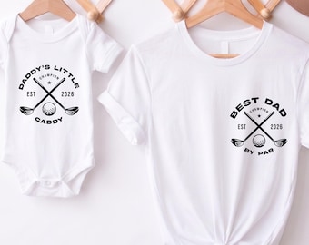 Custom Golf Dad Shirt, Cute Father Son Matching Tees, Toddler and Dad Golf Tees, Best Dad by Par Shirt, Baby Shower Gift for Golfers