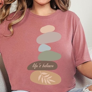 Zen Rock Balancing Stones Shirt, Rock Graphic T-shirt, Balanced Meditation Shirt, Rock Balancing Shirt, Meditation Shirt, Yoga Shirt