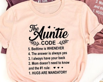 Auntie T-Shirt, Auntie T Shirt, Gift for Her, Graphic Tees, Gift for women, Mother Day Shirt, Mom Clothing, Sister Custom Top Oversized