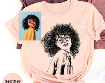 Custom Portrait from Photo TShirt, Personalized Gift, Gift for Her, Customizable Portrait Crewneck Sweatshirt, Customized Photo Line Drawing