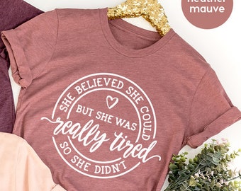 ADLISA Women Fashion She Believed She Could Letter Printed Short Sleeve T-Shirt Top Blouses Tops ADLISA Women Fashion She Believed She Could Letter Printed Short Sleeve T-Shirt Top Blouses Tops