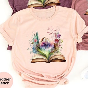 Floral Book Shirt, Reading Shirts, Librarian Gifts, Aesthetic Graphic Tees, Shirts for Women, Gifts for Readers, Library Clothing for Youth