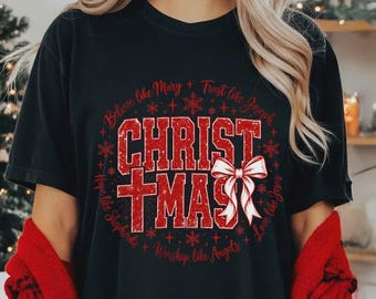 Religious Christmas Shirt, Christian Holiday T-Shirt, Nativity Scene Graphic Tee, Cute Christian Shirt, Biblical Christmas Story Tee