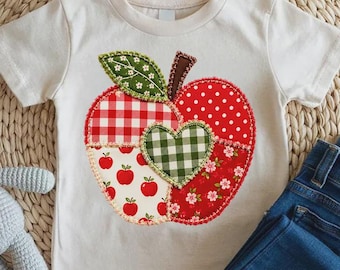 Cute Apple Patchwork Fall Baby Onesie, Cute Heart Baby Bodysuit, Apple Harvest Newborn Outfit, Autumn Baby Clothes, Fall Baby Shower Gift