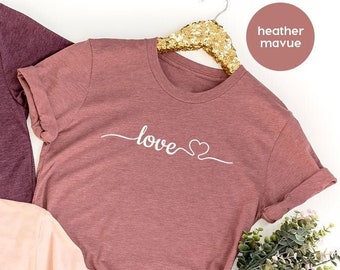 Love With Heart Shirt, Love TShirt, Gift For Love, Cute Woman Shirt, Love Woman Shirt, Love T Shirt, Shirt For Woman, Heart T Shirt