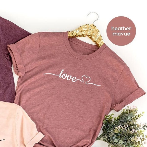 Love With Heart Shirt, Love TShirt, Gift For Love, Cute Woman Shirt, Love Woman Shirt, Love T Shirt, Shirt For Woman, Heart T Shirt