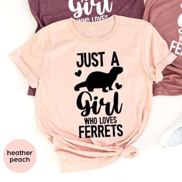 Ferret T Shirts, Ferret Crewneck Sweatshirt, Ferret Graphic Tees, Shirts for Women, Gift for Her, Funny Girls Outfit, Animal Clothing