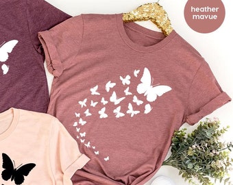 Chemise papillon, chemises pour femme, sweat-shirt ras du cou papillon, chemises minimalistes, cadeau pour elle, t-shirts animaux, cadeau fête des mères