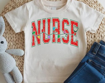 Christmas Nurse Baby Onesie, Holiday Lights Nurse Kids Shirt, Cute Christmas Toddler Tee, Cute Xmas Newborn Outfit, Baby Shower Gift
