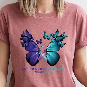 Suicide Prevention Awareness Shirt, Mental Health Shirt, Therapist Tshirt, Semicolon Shirt, Butterfly Clothing, No Story Should End Too Soon