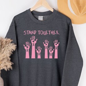 Breast Cancer Support Sweatshirt, Breast Cancer Month October Long Sleeve Shirt, Breast Cancer Awareness, Pink Cancer Ribbon Hoodie