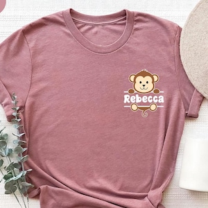 Monkey Shirt, Custom Monkey Pocket Tee, Monkey Gifts, Personalized Monkey Sweatshirt, Cute Monkey T-Shirt, Animal Shirt, Kids Shirt