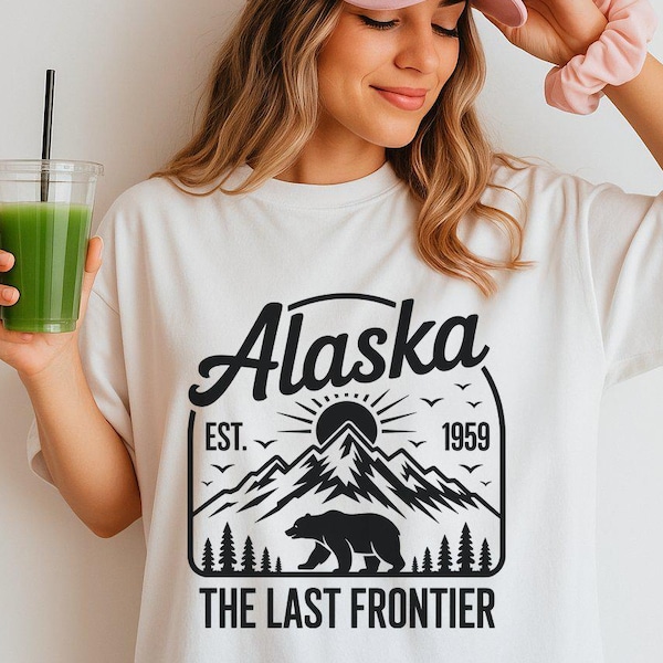 Alaska Est. 1959 The Last Frontier Shirt, Vintage Bear Mountain Graphic for Nature Lovers, Wilderness Adventure Apparel