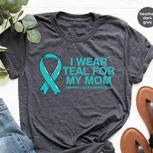 Ovarian Cancer Survivor Shirt, Cancer Gift, Ovarian Cancer Graphic Tees, Ovarian Cancer Awareness T Shirt, Teal Cancer Ribbon Vneck Tshirts