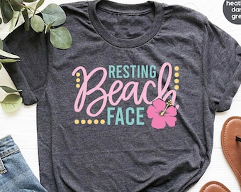 T-shirt d'été, T-shirt de plage, T-shirt de vacances, T-shirt « Visage de plage », T-shirt de plage humoristique, T-shirt de vacances d'été, T-shirt d'été drôle