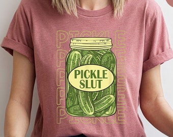 Pickle Slut Shirt, Vintage Canned Pickles Tshirt, Funny Pickle Graphic Tees, Women Vneck T-Shirt, Funny Humor Clothing, Gifts for Her